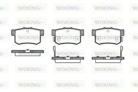 Гальмівні колодки зад. Civic 98-/Accord/SUZUKI KIZASHI /SX4 98- (Akebono) (47,8x88,9x15,4) WOKING P2253.22