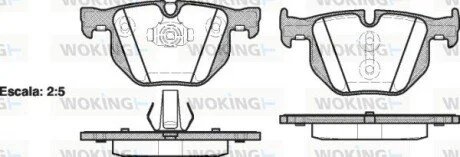 Колодки тормозные дисковые задние Bmw X5 2.0 13-,Bmw X5 3.0 06-13,Bmw X5 3.0 13- WOKING P281361