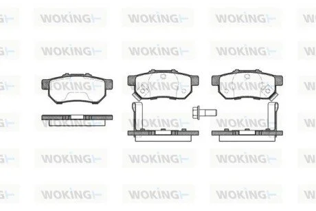 Колодки тормозные дисковые Honda Jazz 02> 08> 15> / Civic 91>01 / задн (P3333.52 WOKING P333352