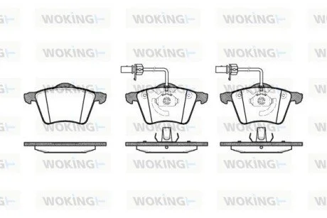 Гальмівні колодки перед. T4 2.5TDI 96-03 (R15)(з датчиком) WOKING P621302