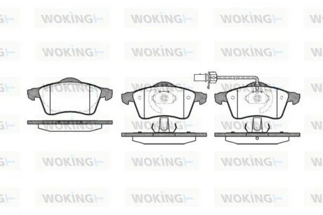 Гальмівні колодки перед. T4 2.5TDI 96-03 (R15)(з датчиком) WOKING P7183.01