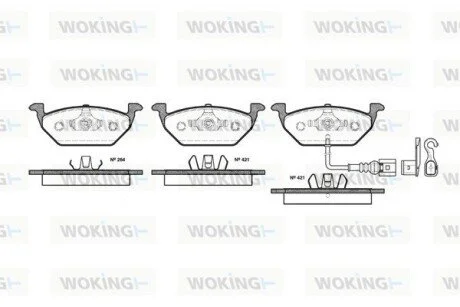 Гальмівні колодки передні A2/A3/IBIZA/LEON/FABIA/OCTAVIA/BORA/BEETLE 1.2-2.0 99-10 WOKING P733321