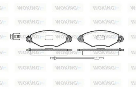 Гальмівні колодки перед. Kangoo 1.2-1.6 97- (Bosch) (з датчиком) WOKING P743301 (фото 1)