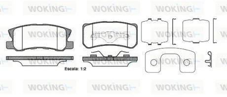 Гальмівні колодки задн. CITROËN C4/DODGE AVENGER/CALIBER/JEEP COMPASS 1.6-2.4 06- WOKING P9033.22