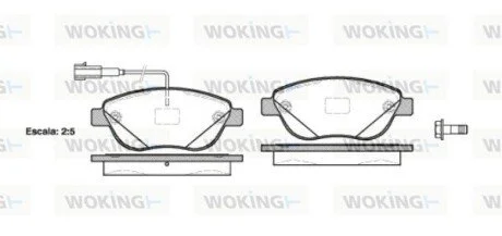 Колодки тормозные дисковые Fiat Doblo Combo 10> / перед WOKING P9593.12