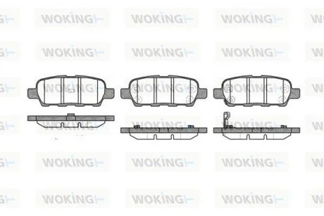 Колодки тормозные дисковые задние Infiniti Ex 2.5 07-,Infiniti Fx 3.5 02-08 (P97 WOKING P976301