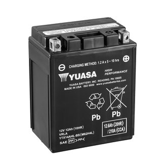 МОТО 12V 12,6Ah High Performance MF Battery AGM) YUASA YTX14AHL-BS (фото 1)