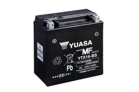МОТО 12V 14,7Ah MF VRLA Battery (сухозаряжений) YUASA YTX16-BS (фото 1)