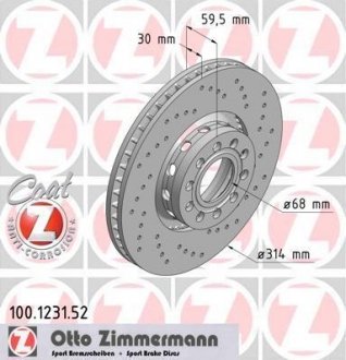 Гальмівний диск ZIMMERMANN 100123152