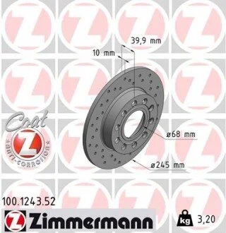 Гальмівний диск ZIMMERMANN 100124352