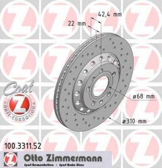 Гальмівний диск ZIMMERMANN 100331152 (фото 1)