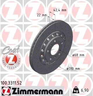 Гальмівний диск ZIMMERMANN 100331152