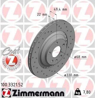 Гальмівний диск ZIMMERMANN 100332152