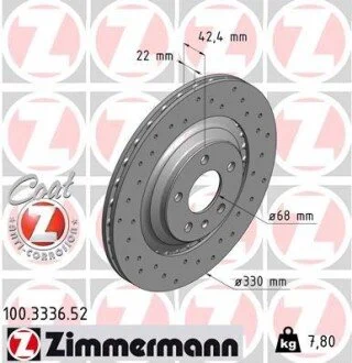 Гальмівний диск ZIMMERMANN 100333652