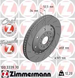 Гальмівний диск ZIMMERMANN 100333970