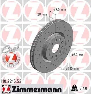 Гальмівний диск ZIMMERMANN 110221552