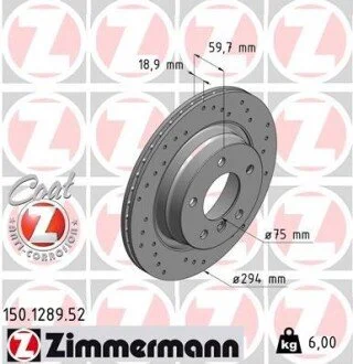 Гальмівний диск ZIMMERMANN 150128952