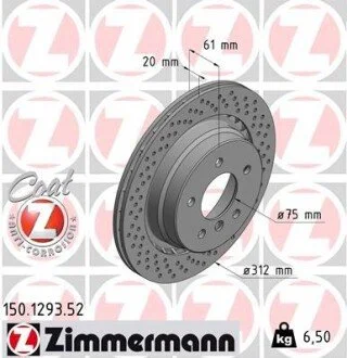 Гальмівний диск ZIMMERMANN 150129352