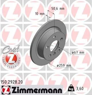 Гальмівний диск ZIMMERMANN 150292820