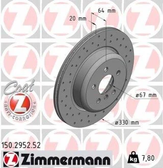 Диск тормозной правый Sport ZIMMERMANN 150295252