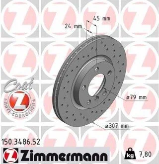 Гальмівний диск ZIMMERMANN 150348652