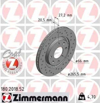 Гальмівний диск ZIMMERMANN 180201852