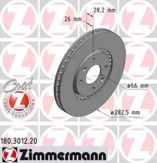 Гальмівний диск ZIMMERMANN 180301220 (фото 1)