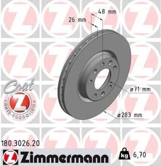 Гальмiвнi диски, Coat Z ZIMMERMANN 180302620