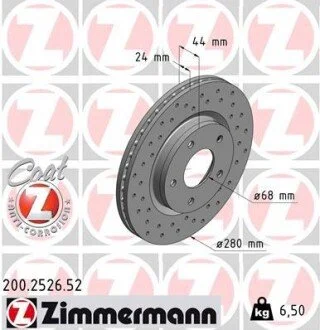 Гальмівний диск ZIMMERMANN 200252652