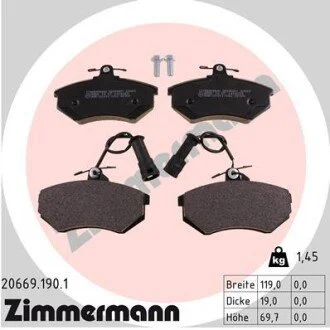 Гальмівні колодки, дискове гальмо (набір) ZIMMERMANN 206691901