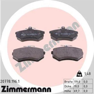 Гальмівні колодки, дискове гальмо (набір) ZIMMERMANN 207781961