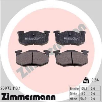 Гальмівні колодки, дискове гальмо (набір) ZIMMERMANN 209731101