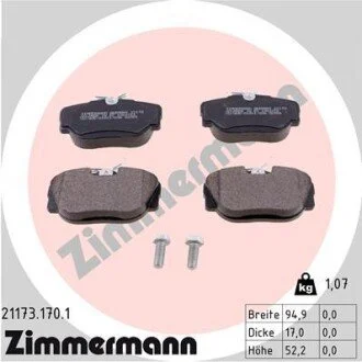 Гальмівні колодки, дискове гальмо (набір) ZIMMERMANN 211731701