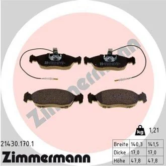 Гальмівні колодки, дискове гальмо (набір) ZIMMERMANN 214301701
