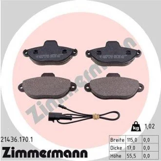 Гальмівні колодки, дискове гальмо (набір) ZIMMERMANN 214361701