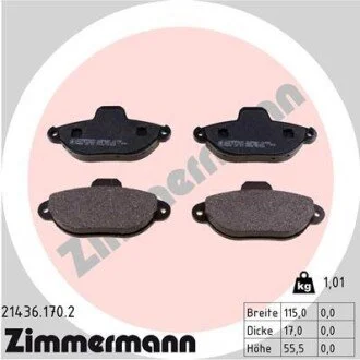 Гальмівні колодки, дискове гальмо (набір) ZIMMERMANN 214361702