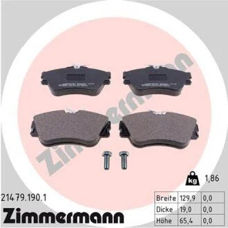 Комплект тормозных колодок, дисковый тормоз ZIMMERMANN 214791901