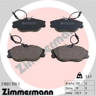 Гальмівні колодки, дискове гальмо (набір) ZIMMERMANN 218011901