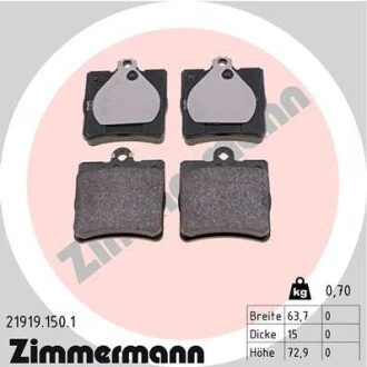Комплект тормозных колодок, дисковый тормоз ZIMMERMANN 219191501