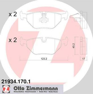 Колодки гальмівні дискові, к-кт 34216778168 BMW ZIMMERMANN 219341701 (фото 1)