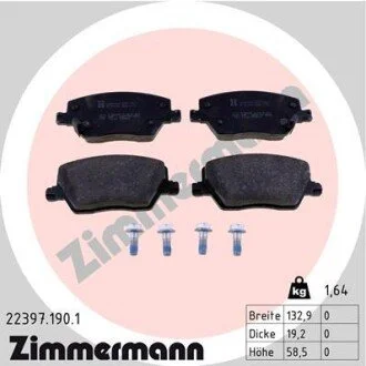 Гальмiвнi колодки дисковi переднi ZIMMERMANN 22397.190.1