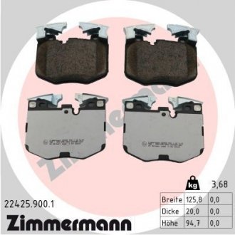Колодки гальмівні (передні) BMW 3 (G20) 18-/5 (G30/F90)/7 (G11/G12) 15- (Brembo) ZIMMERMANN 224259001