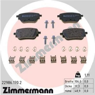 Комплект гальмівних колодок 22986.170.2 ZIMMERMANN 229861702