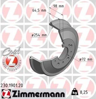 Гальмівний барабан ZIMMERMANN 230190120