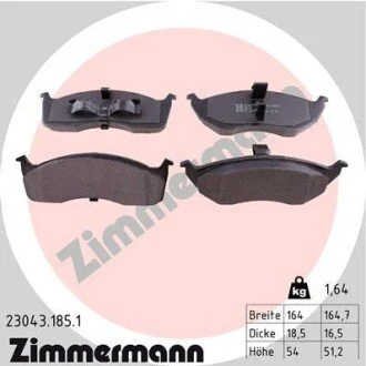Гальмівні колодки, дискове гальмо (набір) ZIMMERMANN 230431851