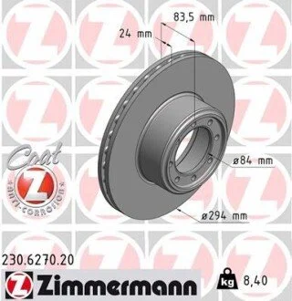 Гальмівний диск ZIMMERMANN 230627020