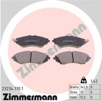 Гальмiвнi колодки дисковi переднi ZIMMERMANN 23234.170.1