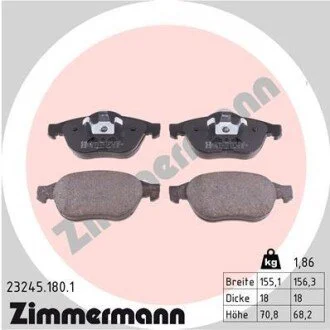 Комплект гальмівних колодок 23245.180.1 ZIMMERMANN 232451801