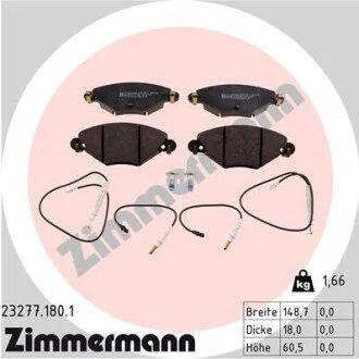 Гальмівні колодки, дискове гальмо (набір) ZIMMERMANN 232771801