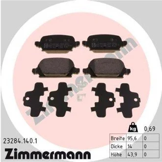 Гальмівні колодки, дискове гальмо (набір) ZIMMERMANN 232841401